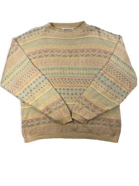Prima Maglia Women’s Vintage Crew Neck Pullover Sweater Pastel 100% Cotton Large